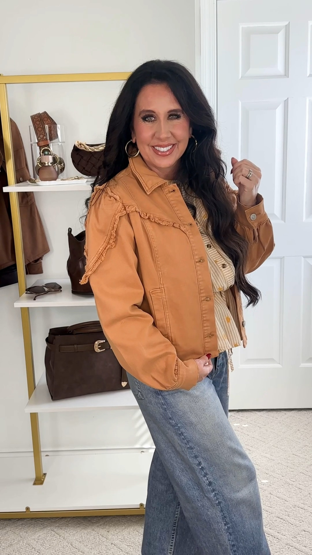 Headed to the Pumpkin Festival today in  perfect Fall Festival Outfit! It's denim done differently with this darling, denim jacket. Starting with the beyond-blue hue in a popular, pumpkin spice, this sweet style also features a button down closure, incredible-stretchy fit, ruffed trim and a flirty, frayed hem. I paired it with this golden striped peplum top & my Sweatpant jeans so I could eat all the pumpkin treats! 
Peplum top
Ruffle denim jackett


#LTKSeasonal #LTKFindsUnder50 #LTKOver40