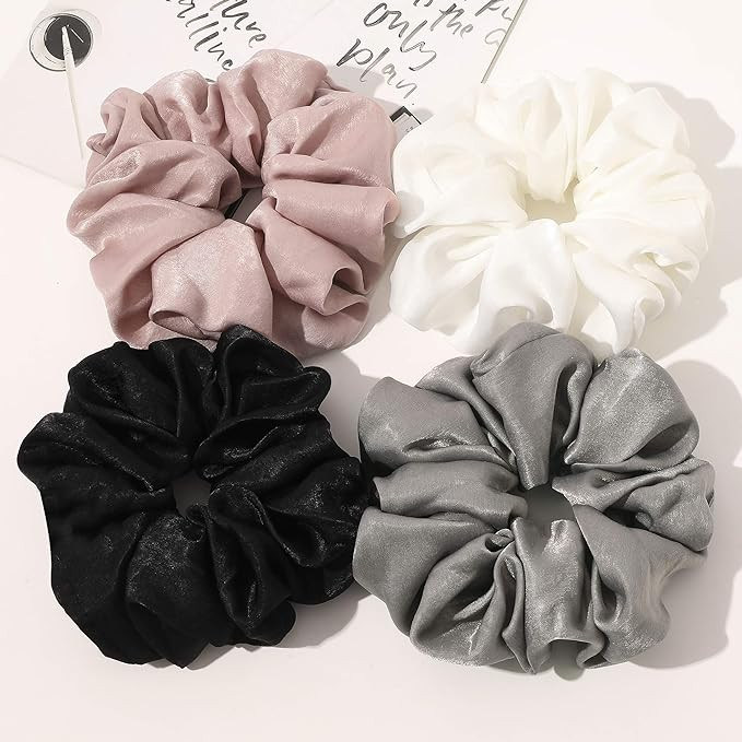 Scrunchies Hair Ties for Women - Big Silk Satin Scrunchie Exra Large Jumbo Gaint Oversized Cute S... | Amazon (US)