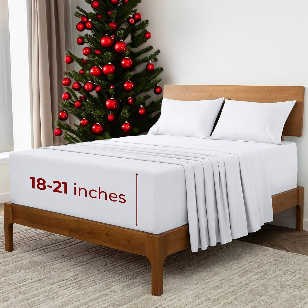 Mellanni Extra Deep Queen Sheets - 4 PC Iconic Collection Bedding Sheets & Pillowcases - Hotel Lu... | Amazon (US)