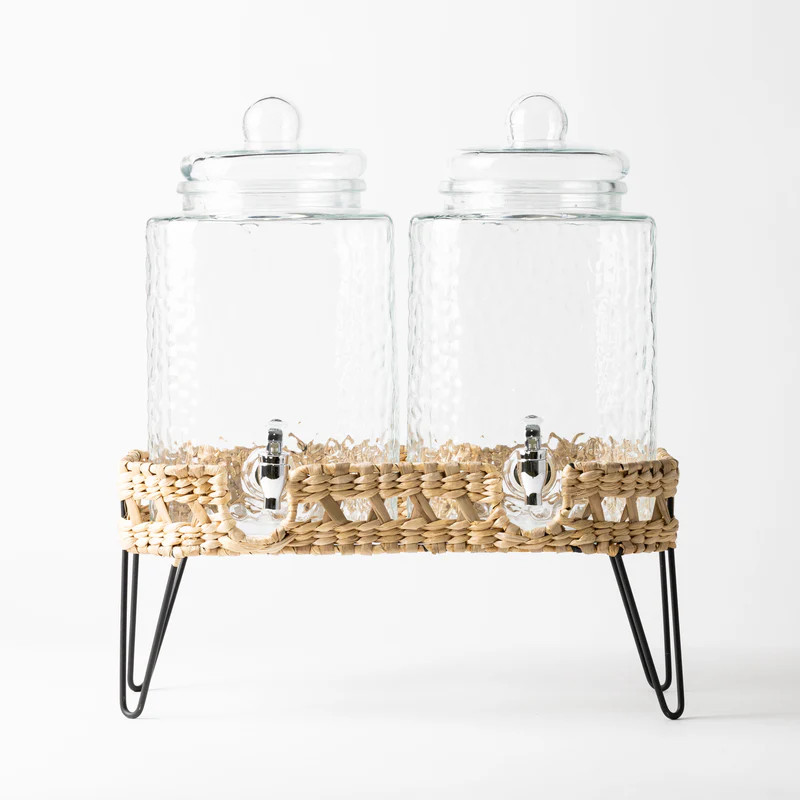 Dual Drink Dispenser w/ Wicker Stand | Modern Locke