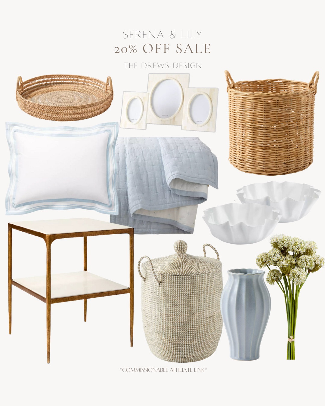 Serena and Lily sale finds include storage basket, tray, frames, pillow, quilt, side table, stand rags basket, decorative bowls, vase, and floral stems.

Home decor, sale alert, coastal decor, home refresh

#LTKSaleAlert #LTKFindsUnder100 #LTKHome
