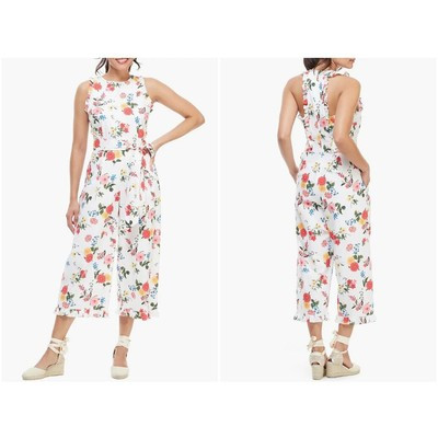 Gal Meets Glam Womens Beverly Jumpsuit Racerback Cotton Floral White Size 4P  | eBay | eBay US
