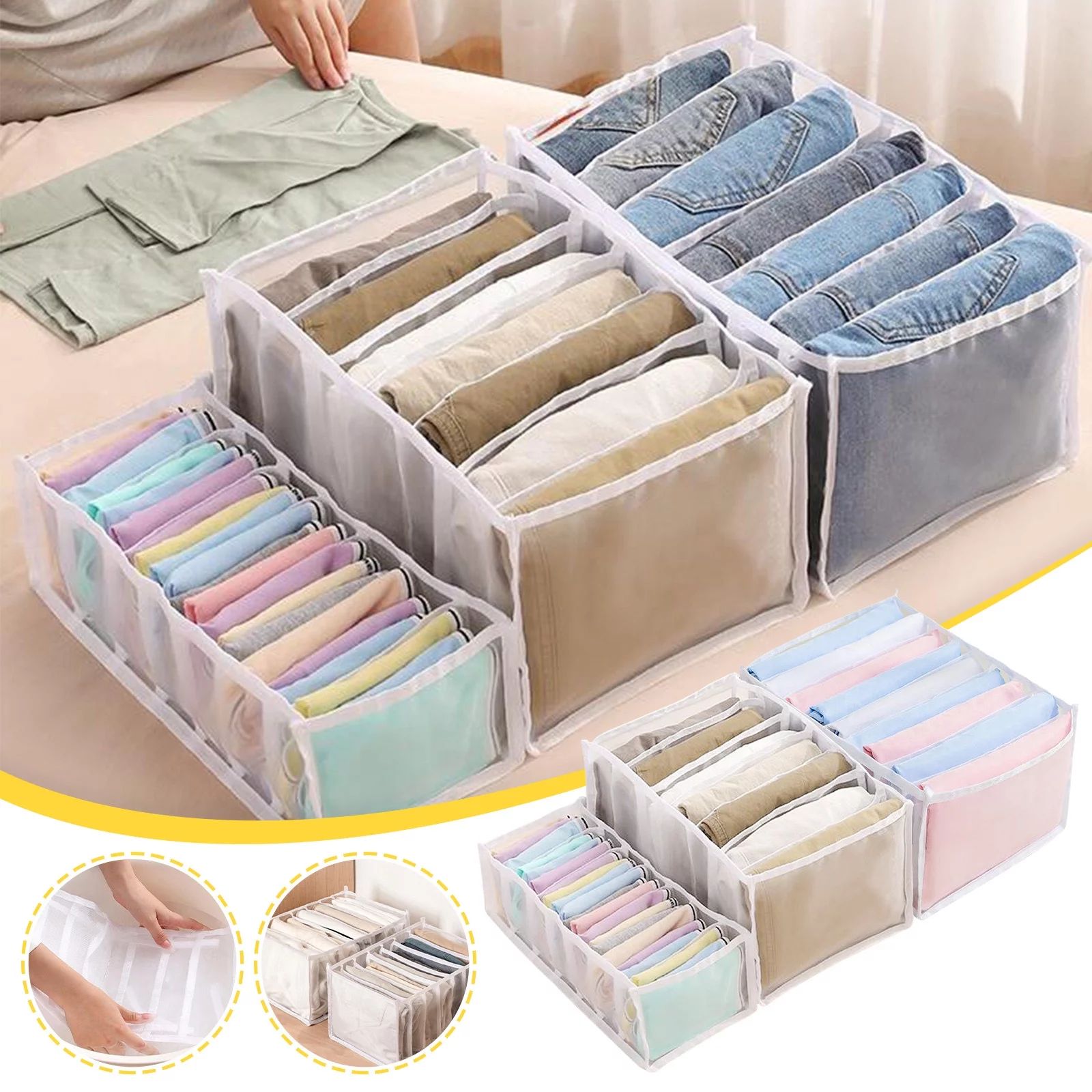 Home Edit Storage LAWOR Mesh Storage Box Foldable Closet Clothes Dividers Nylon Dresser Compartme... | Walmart (US)