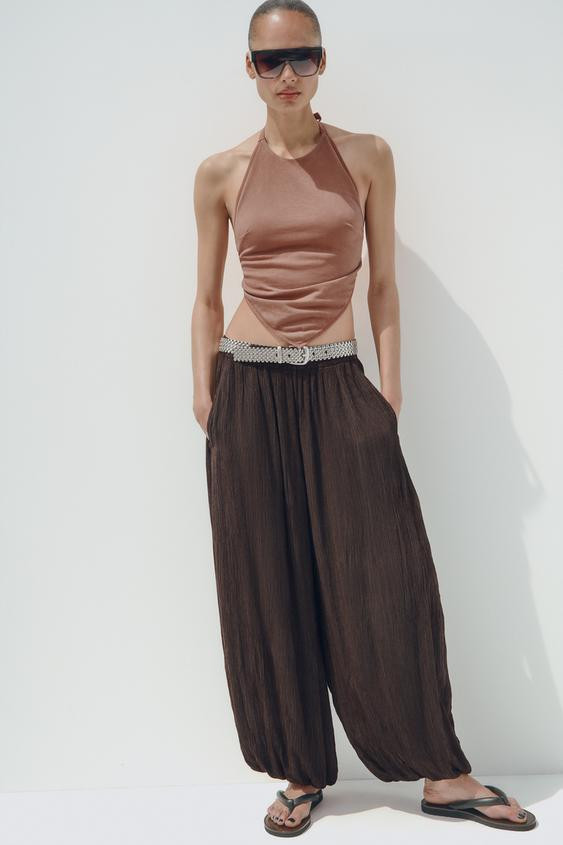 TEXTURED BALLOON PANTS | Zara US