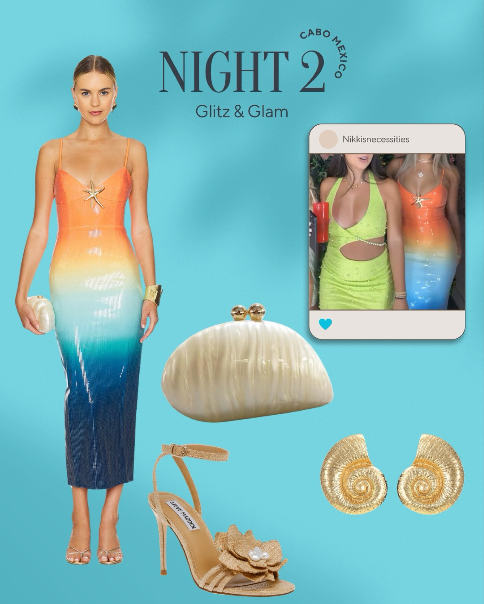 Revolve finds 
Runway the label 
Ombré dress 
Starfish dress 
Oyster bag 
Amazon finds 
Amazon bag 
Shell earrings 
Steve Madden heels 
Crochet heels 
Nude heels 
Vacation outfits 
Mexico 
Cabo 
Vacation inspo

#LTKStyleTip #LTKSeasonal #LTKTravel