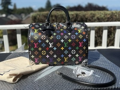 BNIB Louis Vuitton X Takashi Murakami 2025 Speedy 30 Soft Black Multicolor | eBay US