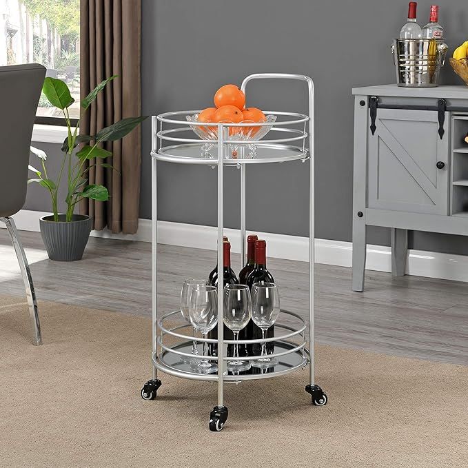 FirsTime & Co. Silver Joliet Round Bar Cart, American Designed, Silver, 16 x 16 x 33.5 inches, 16... | Amazon (US)