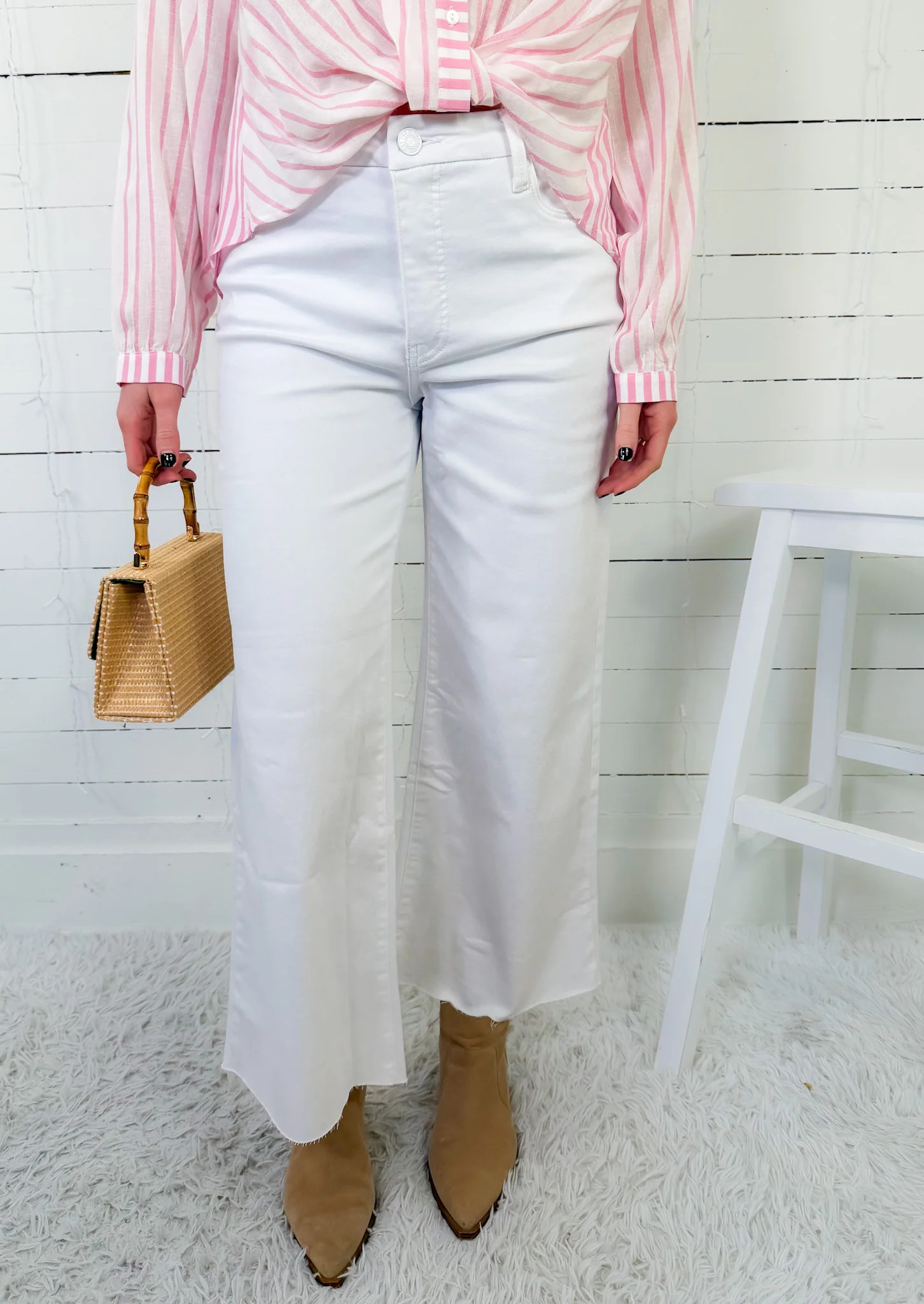 Meg Optic White High Rise Fab Ab Raw Hem Jean KUT | Clover and Bee | Clover + Bee