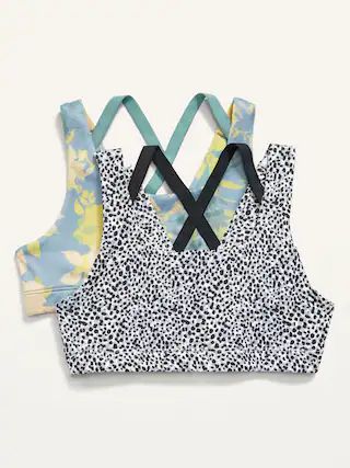 Go-Dry Double-Strappy PowerPress Sports Bra 2-Pack for Girls | Old Navy (US)