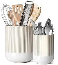 LE TAUCI Utensil Holder, 7.3"+5.4" Ceramic Kitchen Utensil Holder for Countertop, Large Cooking U... | Amazon (US)