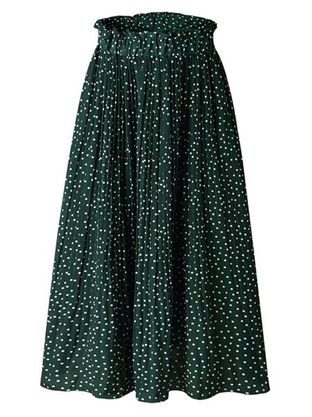 'Aimee' Frilled Polka Dot Midi Pleated Skirt (5 Colors) | Goodnight Macaroon