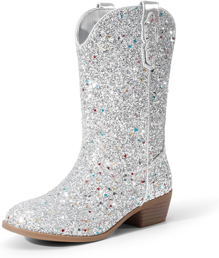 DREAM PAIRS Girls Cowgirl Western Glitter Boots | Amazon (US)