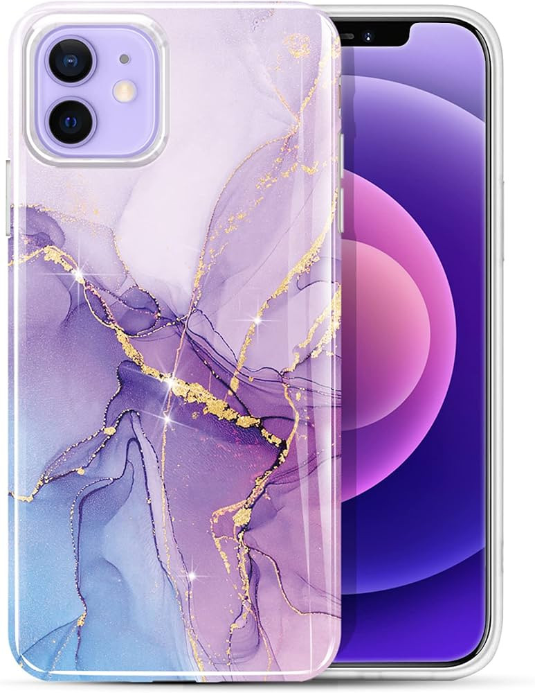 luolnh Gold Glitter Sparkle Marble Case for iPhone 12/12 Pro 6.1" - Soft Silicone TPU Bumper Cove... | Amazon (US)