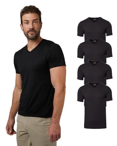 32 Degrees Mens 4 Pack Cool V-Neck T-Shirt | Anti-Odor | Quick Drying | 4-Way Stretch, Black, Medium | Amazon (US)