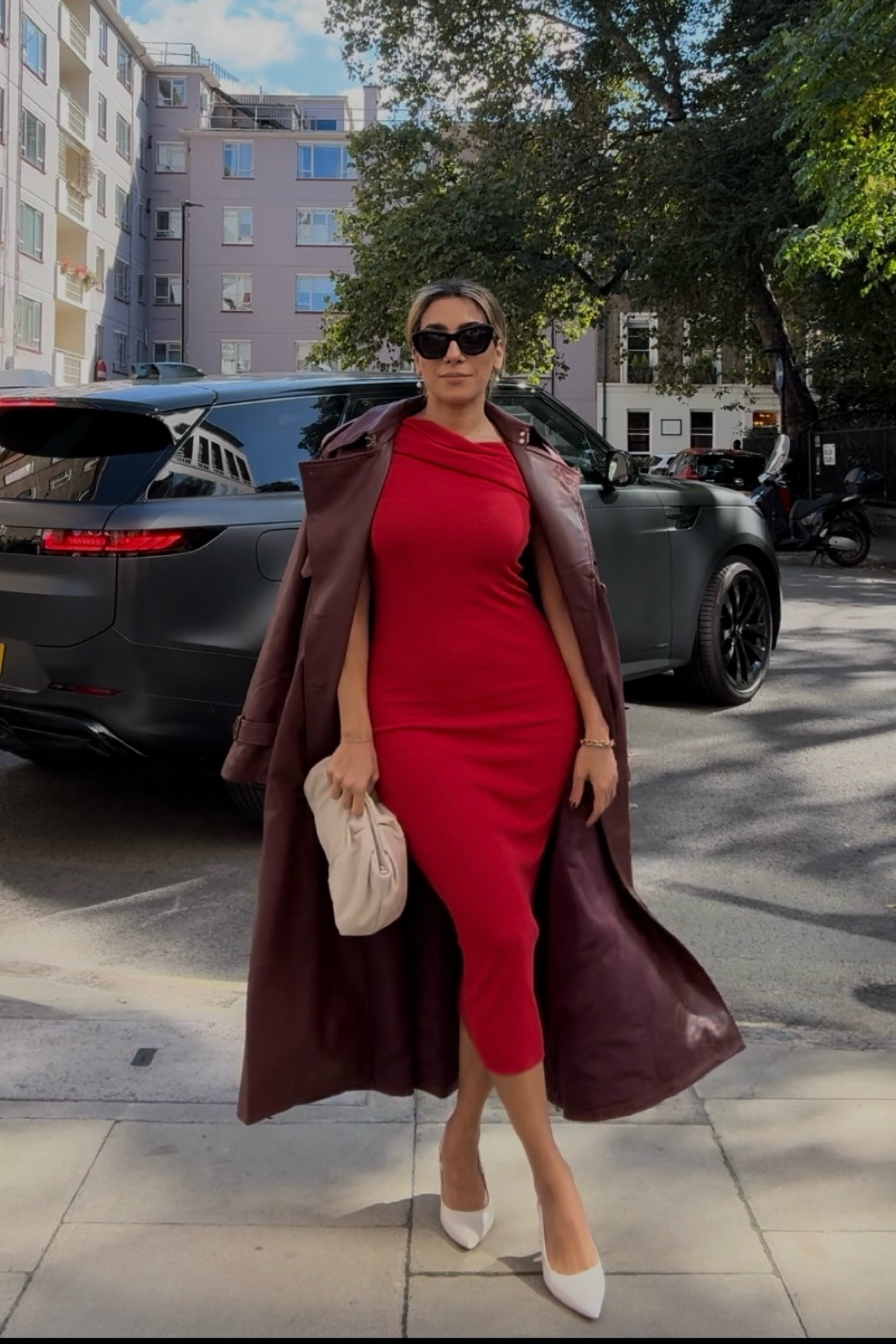 Day to night look ♥️❤️♥️

#reddress #redknitdress #redoffshoulderdress #burgundycoat #burgundeathertrench #creamclutch #beigeaccessories #slouchyclutch #pointedtoe #kittenheel #creamheels #whiteshoes 

#LTKshoes #LTKautumn #LTKworkwear