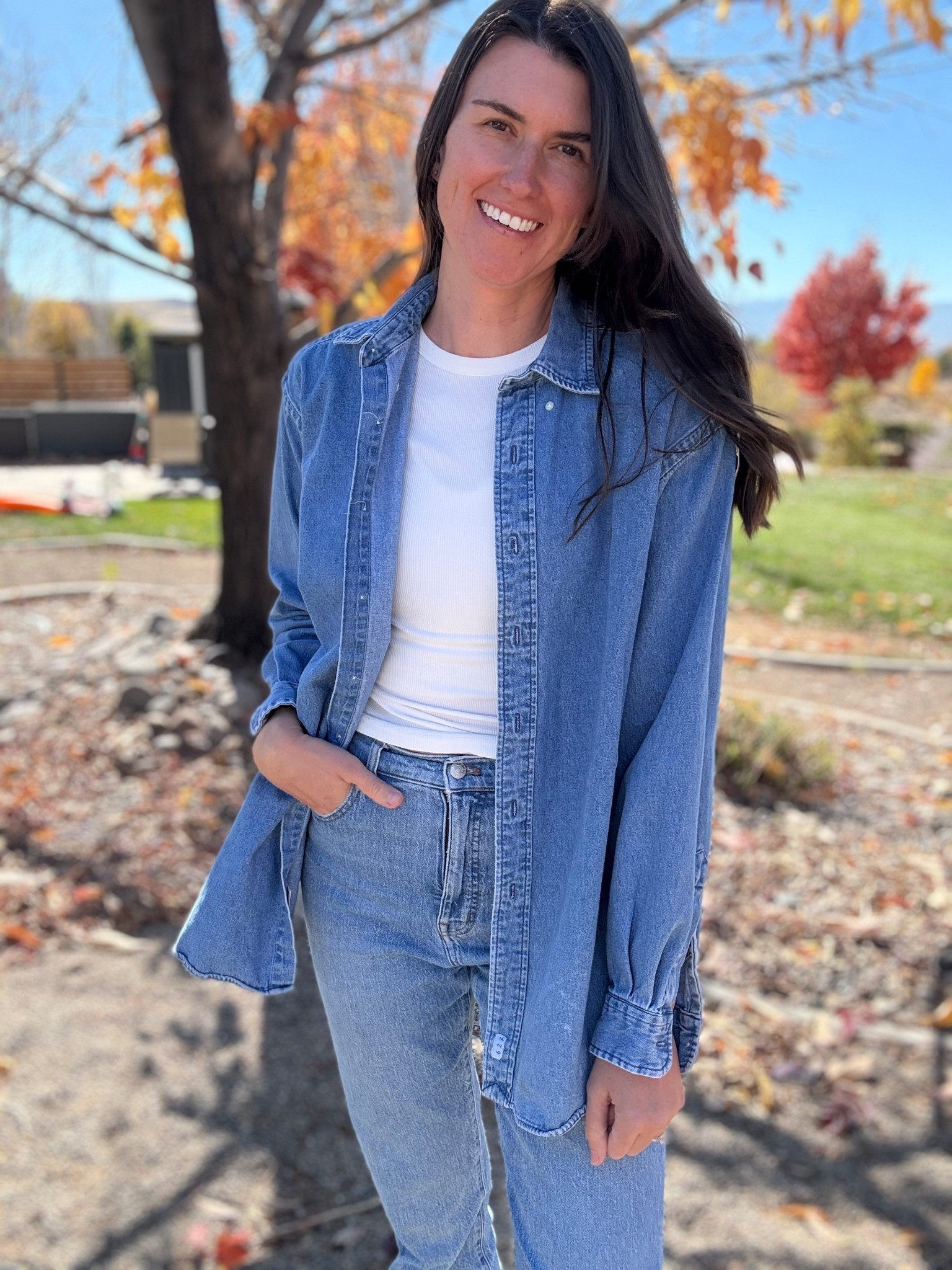 Ralph Lauren denim button down find! 90s nostalgia 

#LTKOver40 #LTKSeasonal #LTKTall