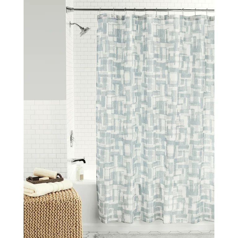 Mainstays Gray Textured Stripe Polyester Shower Curtain, 72" x 72" | Walmart (US)