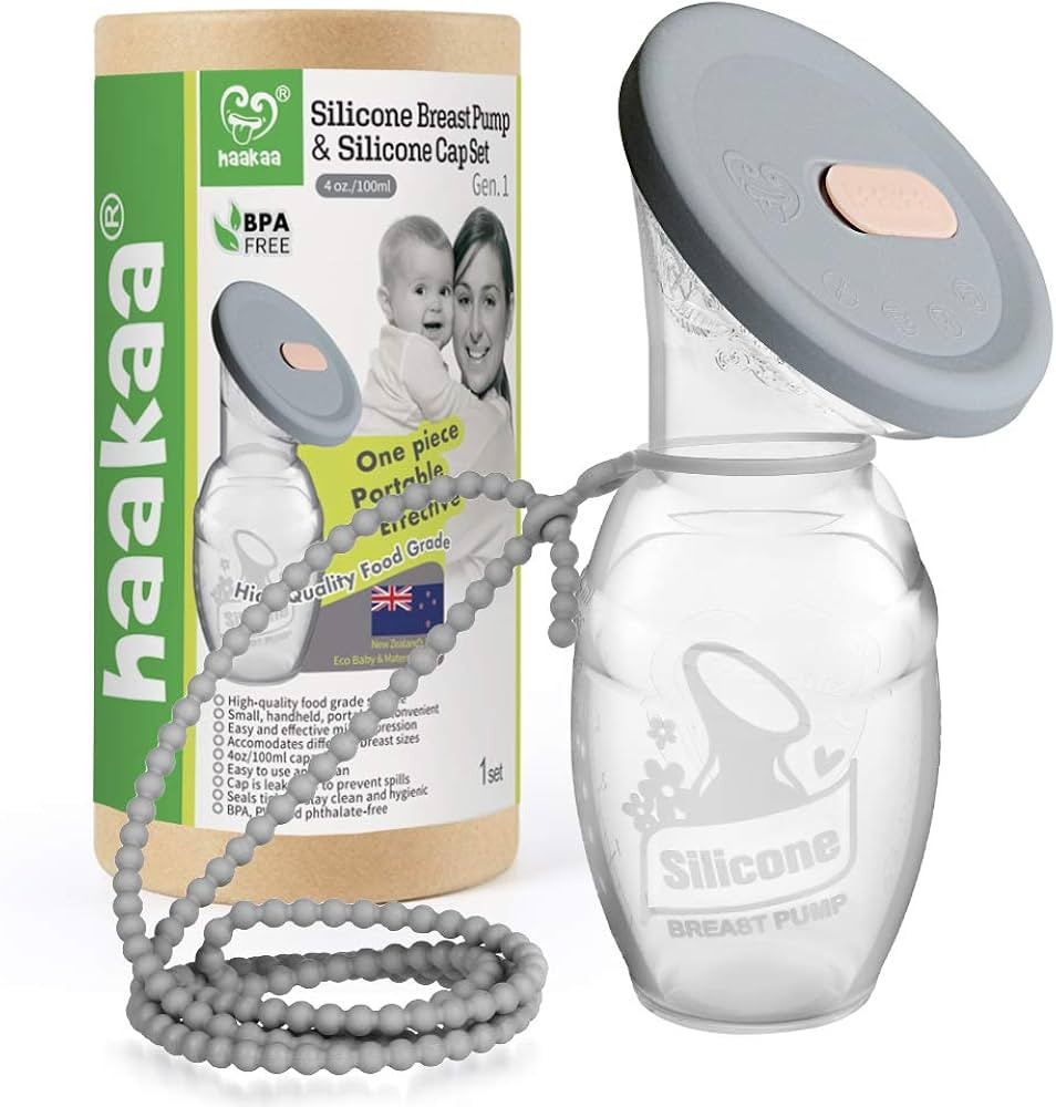 haakaa Gen.1 Manual Breast Pump with Silicone Lid and Silicone Strap Set for Breastfeeding Moms C... | Amazon (US)