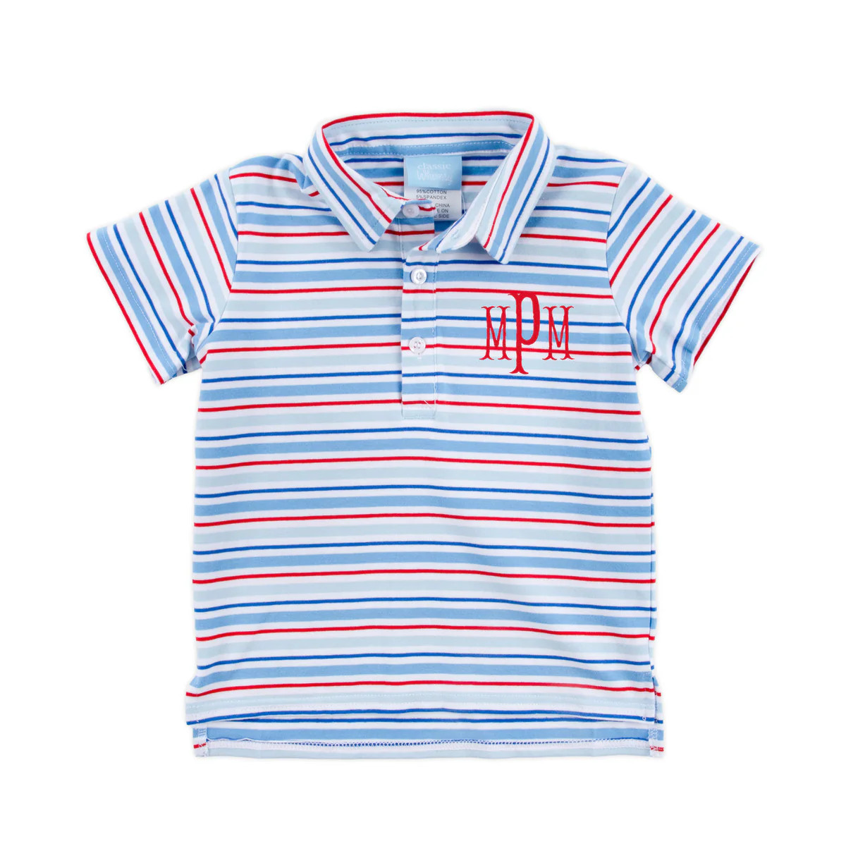 Red & Blue Stripe Knit Polo Shirt | Classic Whimsy