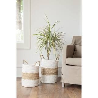 East At Main Savannah Round Seagrass Decorative Baskets (Set of 2)-AC-70842-WH-SET - The Home Dep... | The Home Depot