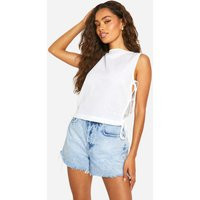 Womens Linen Tie Side Tank Top - White - 10 | boohoo (US & Canada)