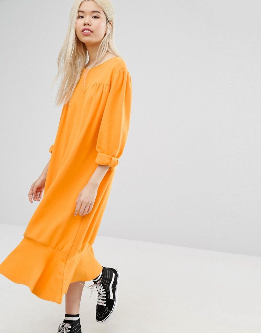 STYLENANDA Drop Hem Smock Dress - Orange | ASOS US