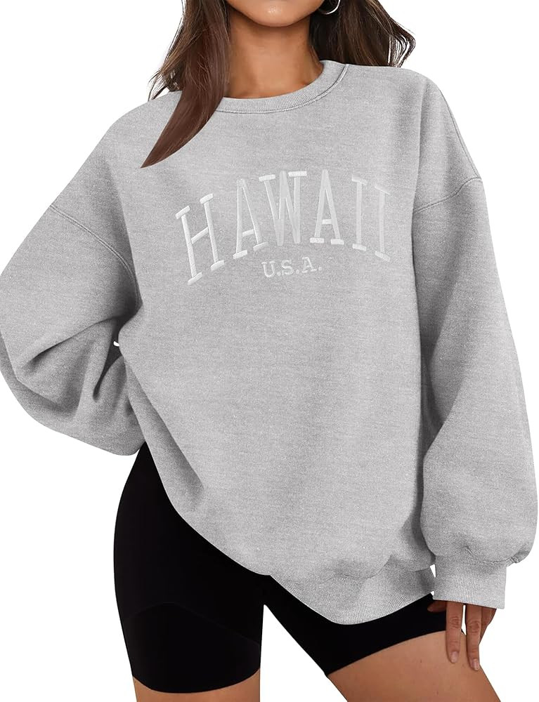 LOMON Oversized Sweatshirt for Women Crewneck Long Sleeve Casual Fleece Tops Graphic Hoodies Pull... | Amazon (US)