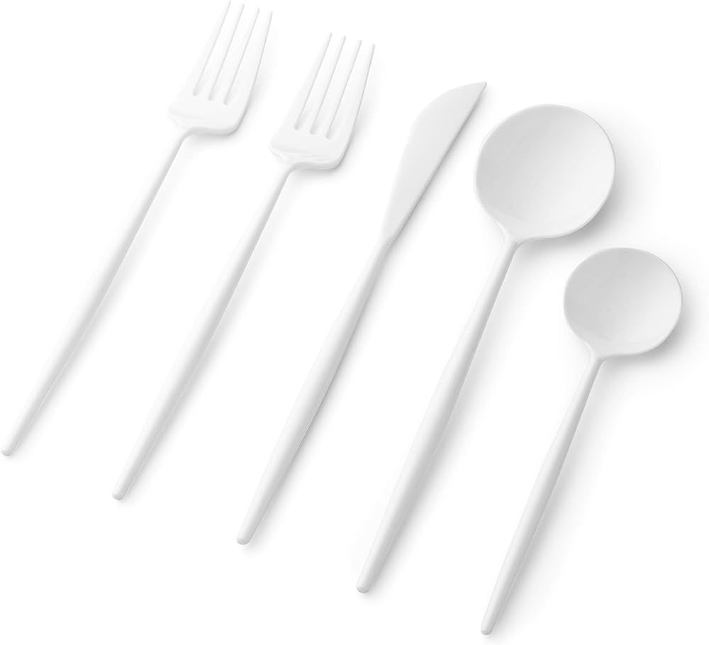 Plastic Cutlery Set-40 Set- Disposable Forks, Spoons, Knives- Fancy Flatware Utensil Set for Dinn... | Amazon (US)