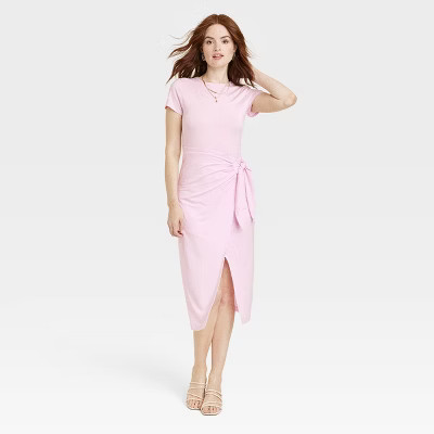 Women's Short Sleeve Tie-Front Wrap Dress - A New Day™ | Target