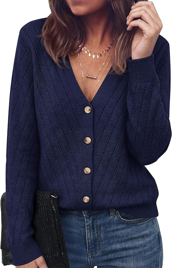 PRETTYGARDEN Women's Cozy Cardigan Sweater with Button | V Neck Long Sleeve Tops, Open Front for ... | Amazon (US)