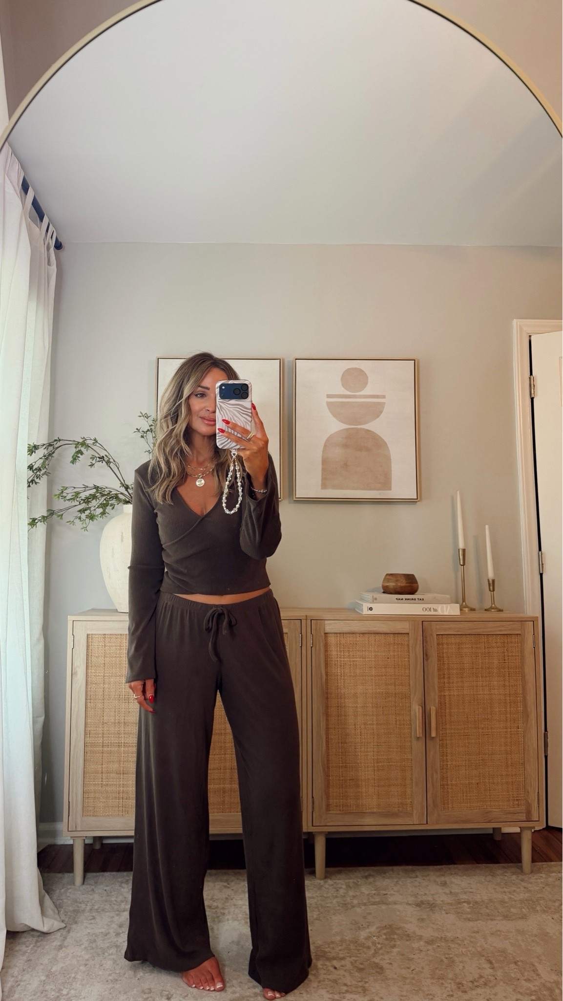 cozy lounge set under $20 🤎i’m wearing a size M. the pants have an elastic drawstring.   @Walmart

#LTKxWalmart