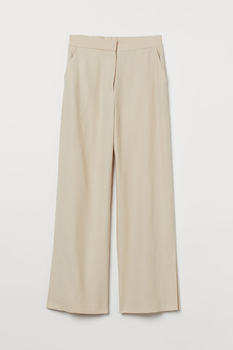 H & M - Weite Hose mit Schlitzen - Beige - Damen | H&M (DE, AT, CH, NL, FI)