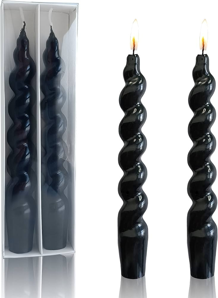 Candlesticks Short Taper Candles -2pcs Black Twisted Candlestick Funky Candle Sticks 7inch Spiral... | Amazon (US)