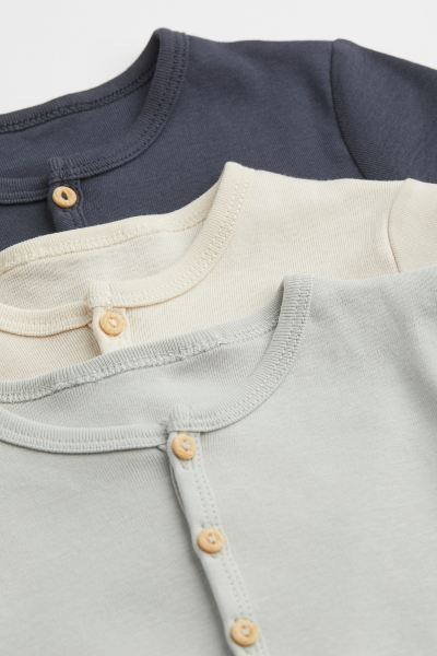 3-pack cotton Henley tops | H&M (UK, MY, IN, SG, PH, TW, HK)