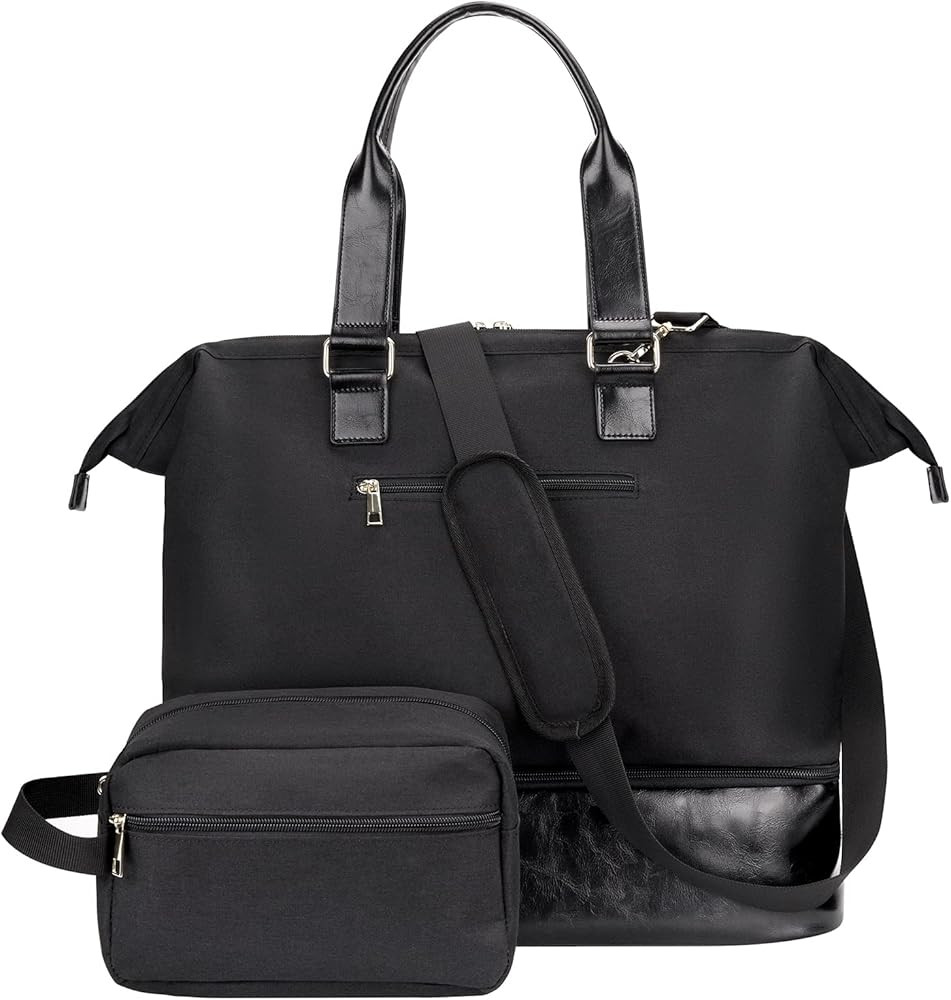 MINKARS Weekender Bag with Shoe Compartment Travel Tote Overnight Bag, Beige | Amazon (US)