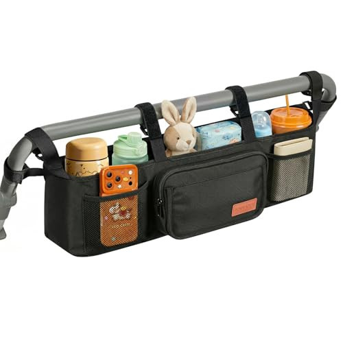 Guiseapue Double Stroller Organizer with 2 Insulated Cup Holders: Parent Console Double Jogging Stroller Accessories Fits for Baby Jogger City Mini GT2 and Jeep Double Stroller | Amazon (US)
