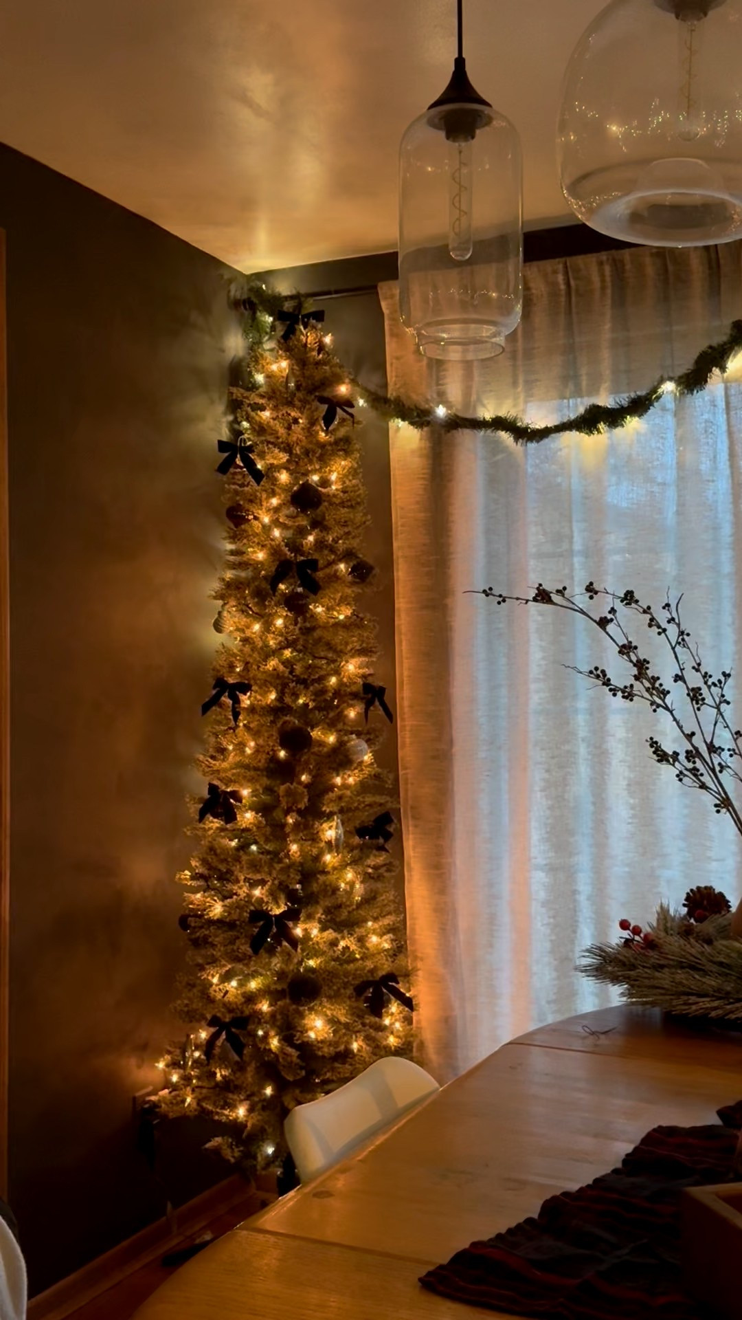 Cashmere pencil Christmas tree. It comes pre lit, but I added my own twinkle lights. 
Black velvet bows and an assortment of ornaments. 



#LTKHome #LTKHoliday #LTKSeasonal
