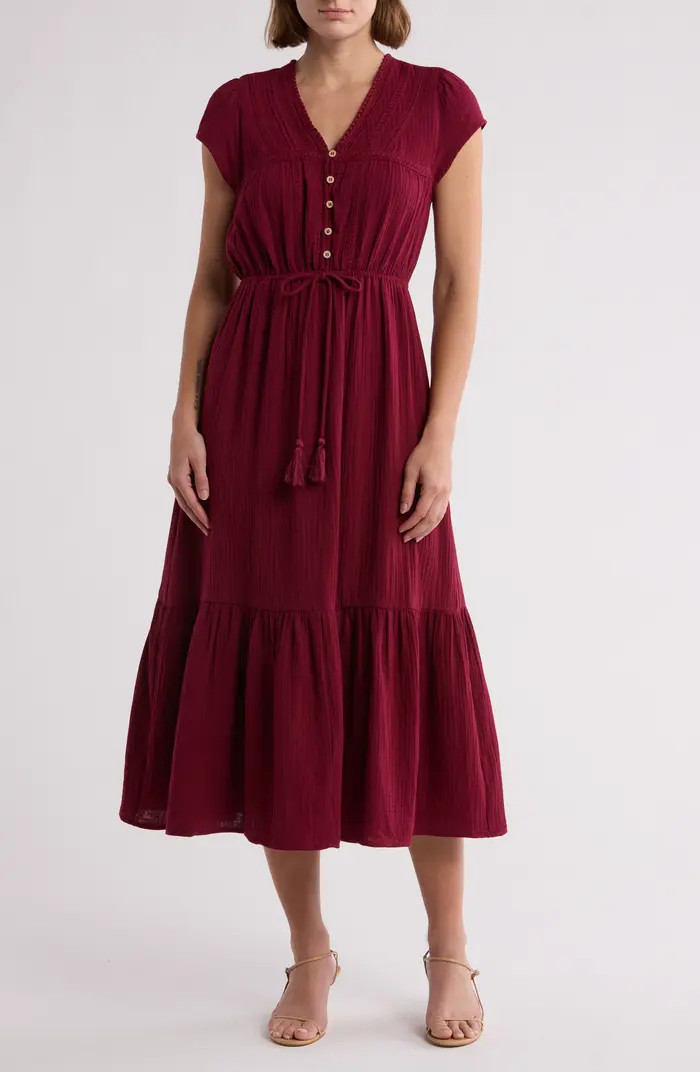 Gauze Tiered Midi Dress | Nordstrom Rack