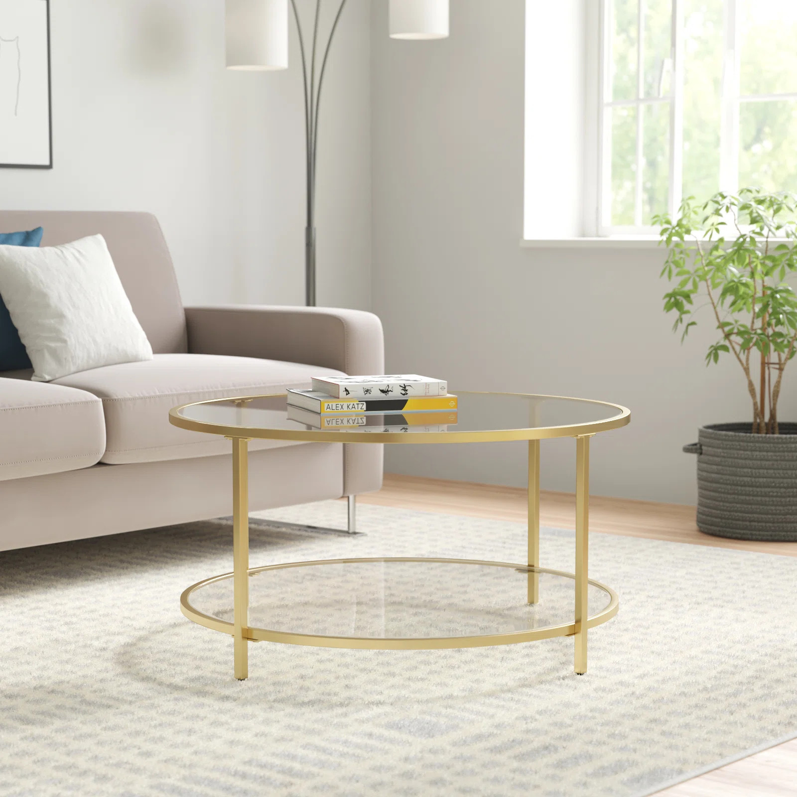 Zipcode Design™ Doynton Table With Shelf, Tempered Glass, Gold & Reviews | Wayfair | Wayfair North America
