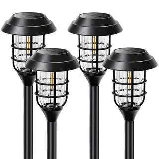 3000K 10 Lumens Black Garden Lighting Integrated LED Weather Resistant Outdoor Solar Path Lights (4-Pack) | The Home Depot