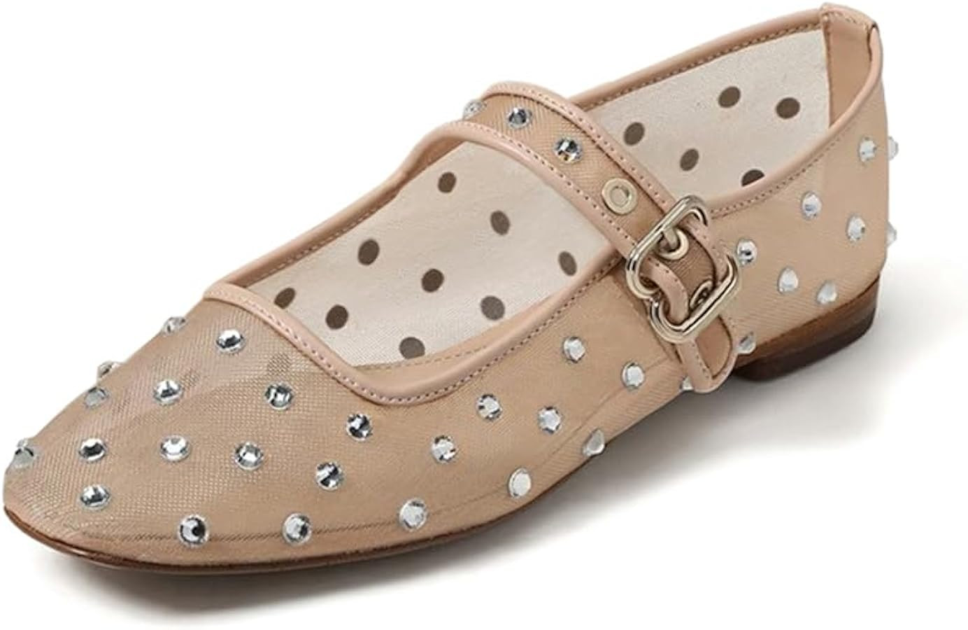 DOEYG Mesh Ballet Flats Shoes for Women Leopard Animal Print Mary Jane Flats Shoes Square Toe Dre... | Amazon (US)
