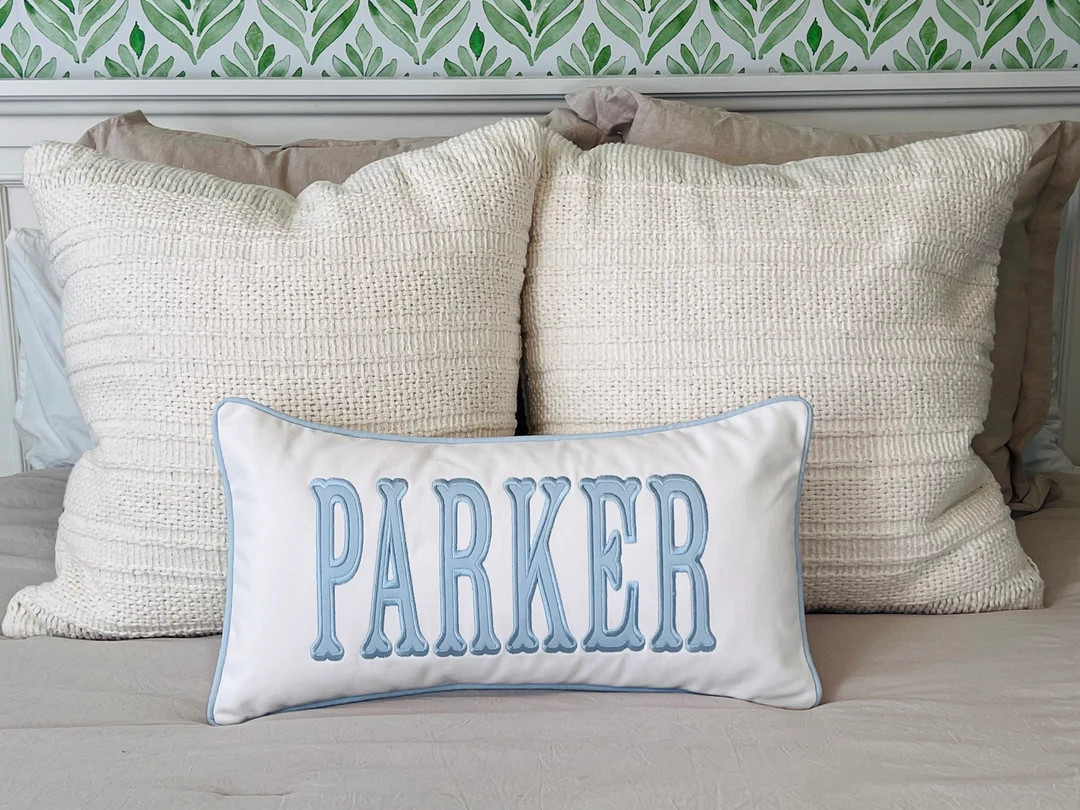 Applique Big Name Pillow with Insert, College Dorm Decor, Personalized Kids Room Decor, Family Na... | Etsy (US)