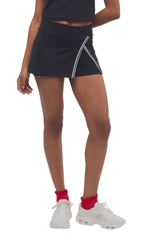 Free People FP Movement Forehand Faux Wrap Skort in Black at Nordstrom, Size X-Small | Nordstrom
