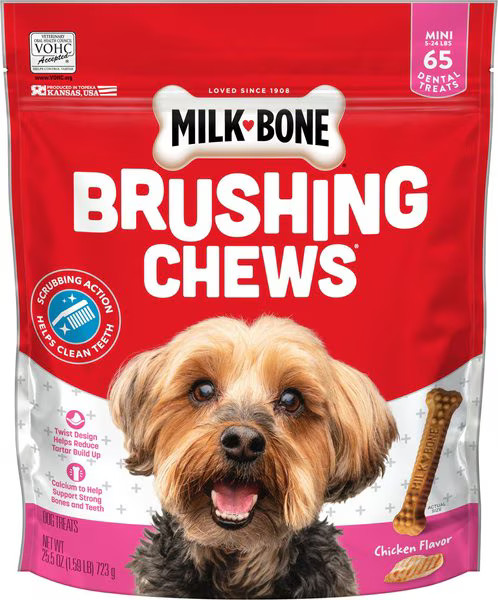 Milk-Bone Original Brushing Chews Daily Dental Dog Treats, Mini, 65 count | Chewy.com