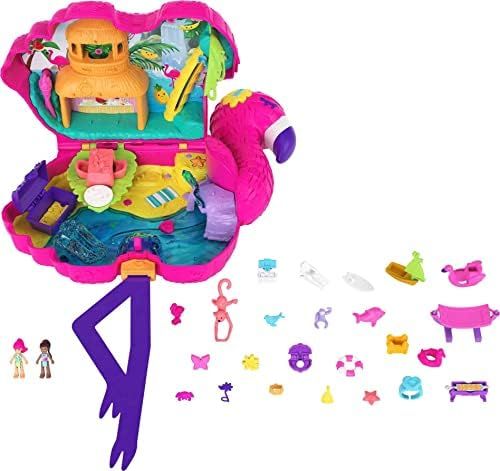 Polly Pocket Mini Toys, Large Compact Playset with 2 Micro Dolls and Accessories, Flamingo Party,... | Amazon (US)