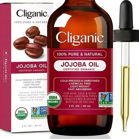 Cliganic USDA Organic Jojoba Oil 100% Pure (2oz) | Natural Cold Pressed Unrefined Hexane Free Oil for Hair & Face | Base Carrier Oil | Walmart (US)