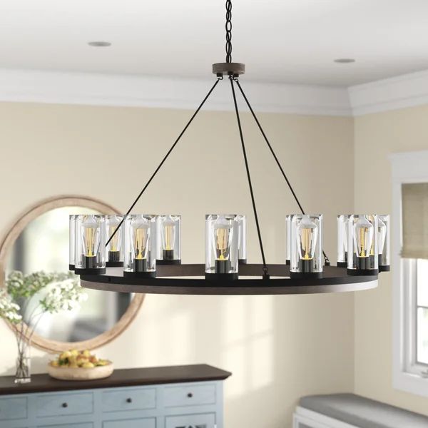 Philadelphia 12 - Light Shaded Candle Style Wagon Wheel ChandelierSee More by Steelside™Rated 5... | Wayfair North America