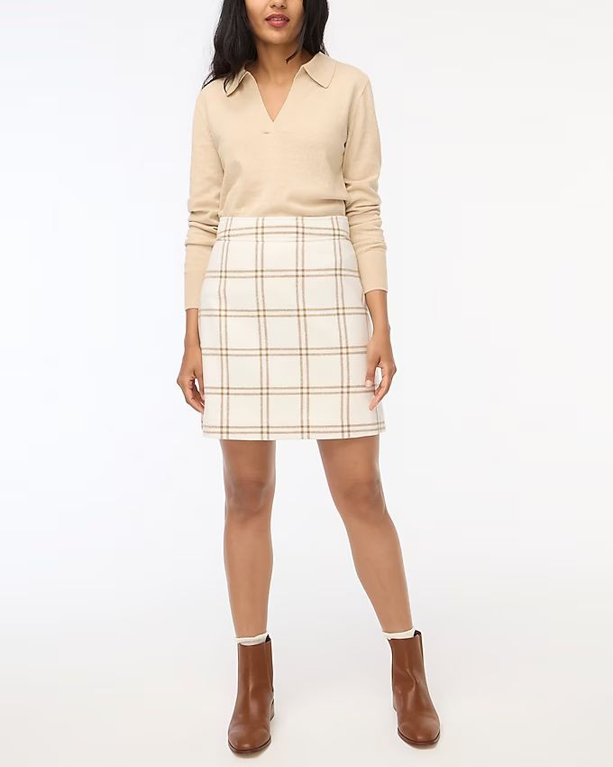 Plaid wool-blend A-line mini skirt | J.Crew Factory