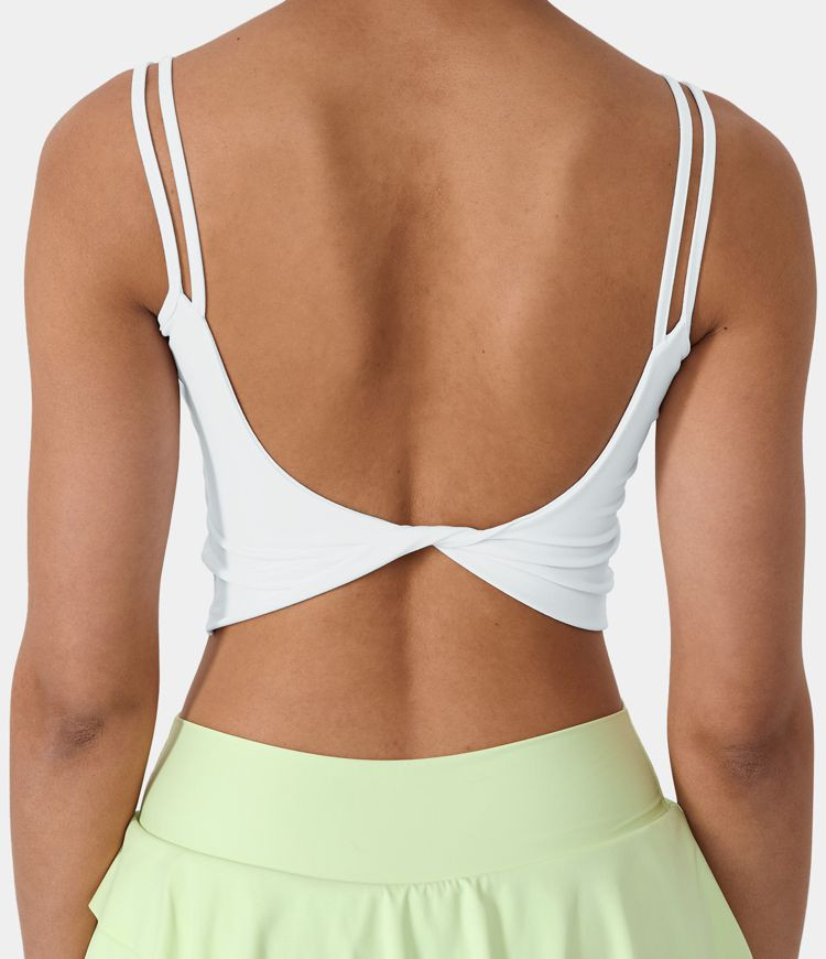 Women’s Double Straps Backless Twisted Cropped Yoga Tank Top - Halara | HALARA