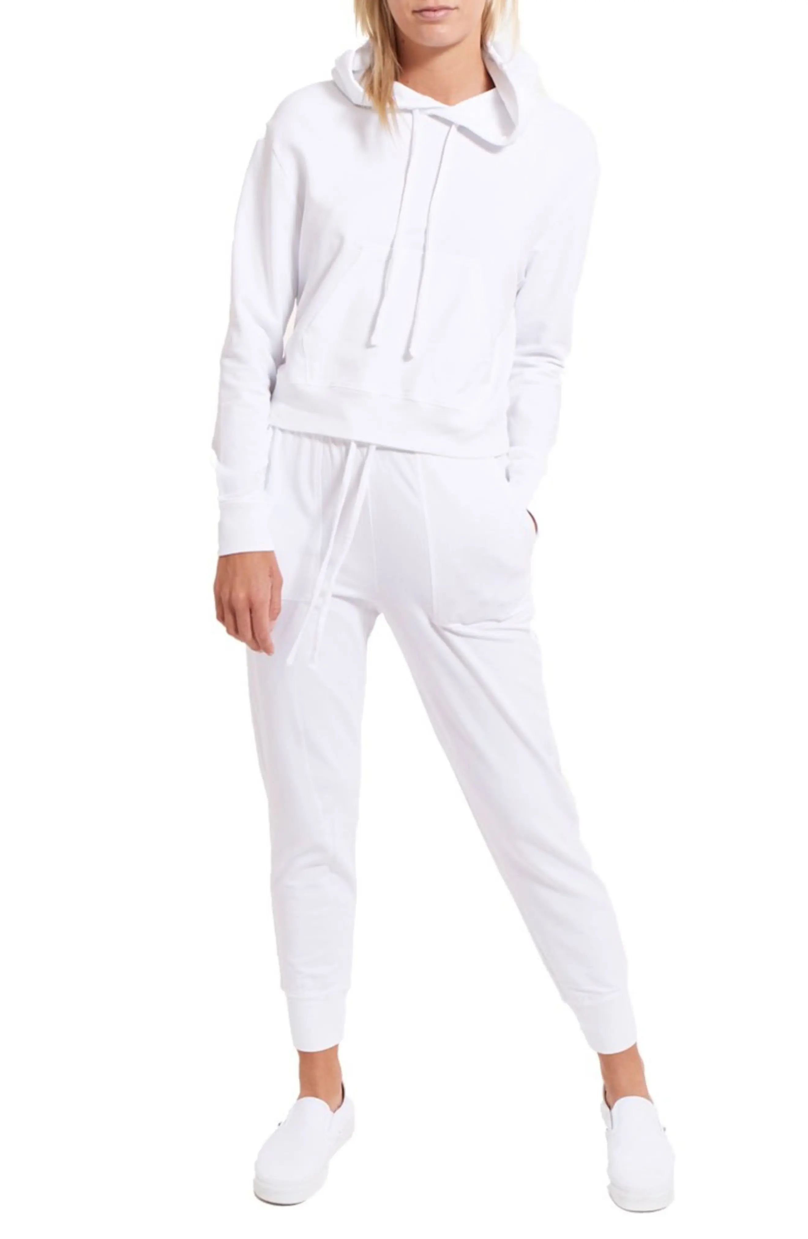 Women's Goodlife Micro Terry Crop Hoodie, Size Small - White | Nordstrom
